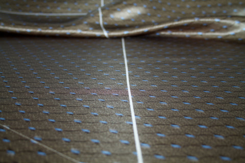 Abstract Silk Twill Panel Print - Dark Olive/Blue/Beige