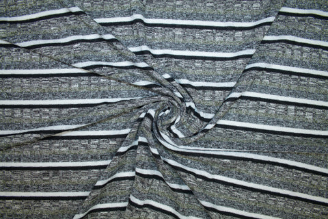 Sassy Stripey Henley Knit - Black/White/Silver/Olive