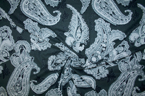 Lightweight Textured Paisley Sweater Knit - Grays/Black/White
