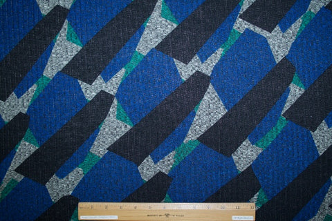 Diagon-Ally Lightweight Henley Sweater Knit - Blues//Greens/Grays/Black