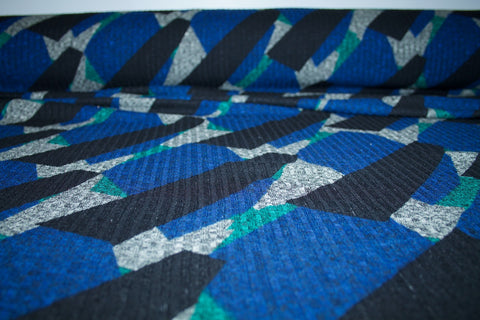 Diagon-Ally Lightweight Henley Sweater Knit - Blues//Greens/Grays/Black