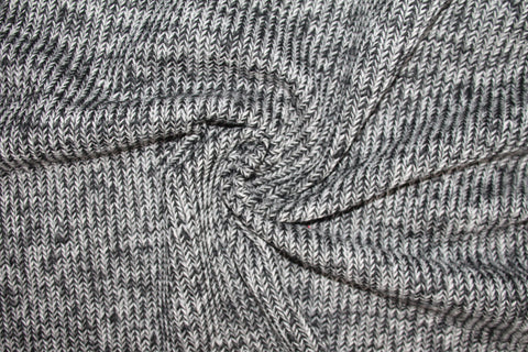 1 1/8+ yards of Haute Designer Chunky Wool Sweater Knit - Heathered Charcoal