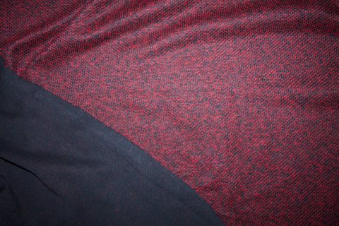 Tweedy Chenille Wool Blend Sweater Knit - Red/Black