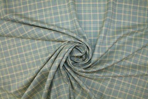Italian Plaid Wool Shirting - Greens/Gold/Blue