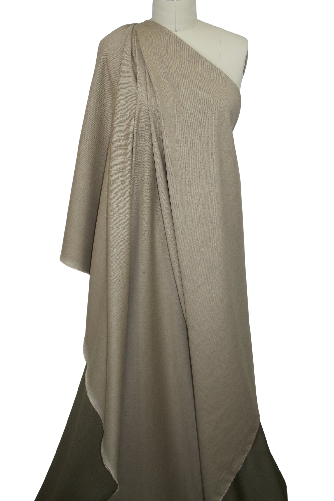 Reversible Italian Soft Stretch Wool/Cotton Twill - Olive/Tan