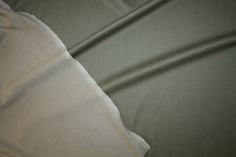 Reversible Italian Soft Stretch Wool/Cotton Twill - Olive/Tan
